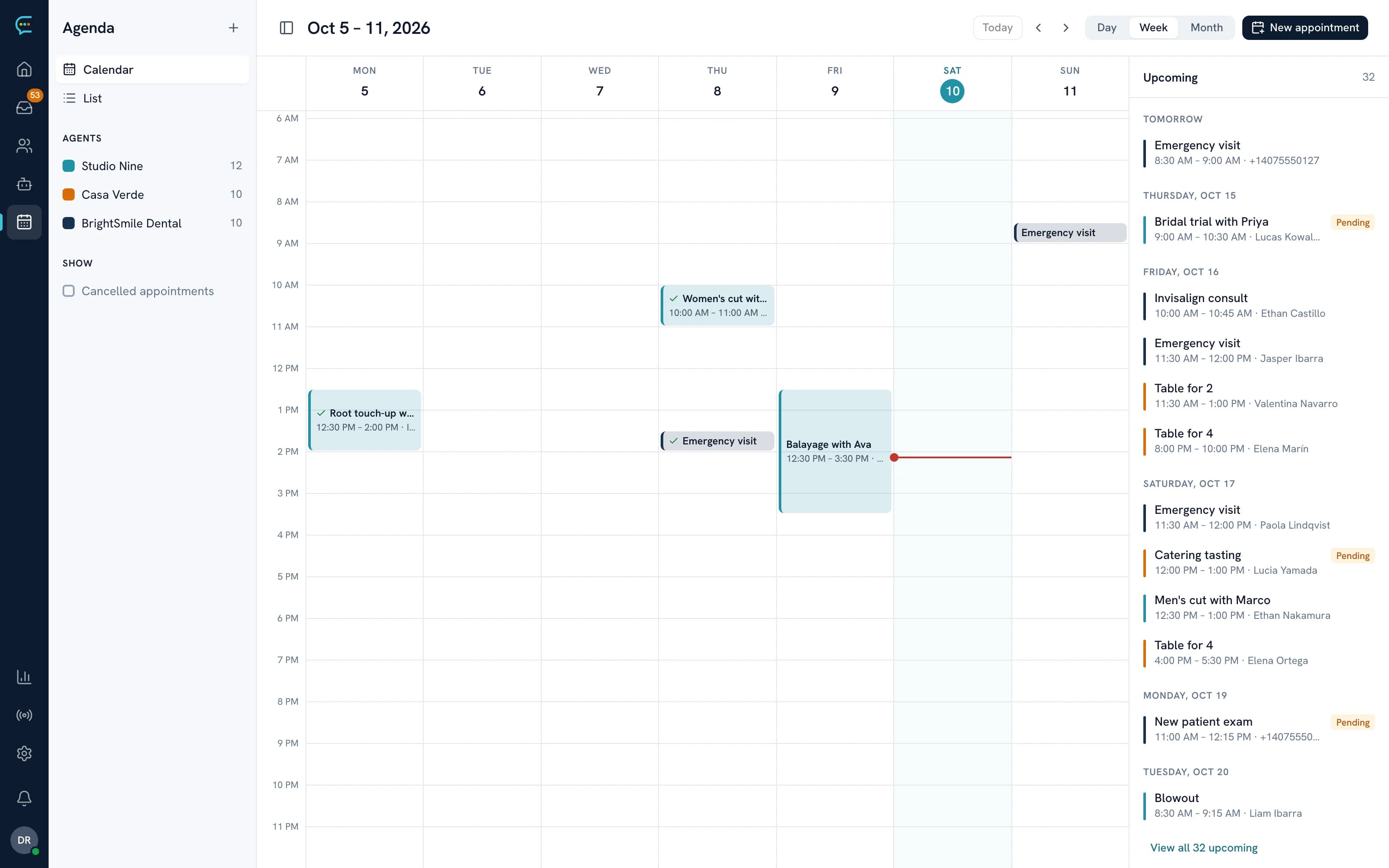 ConvoAI agenda with appointments booked by the AI agent